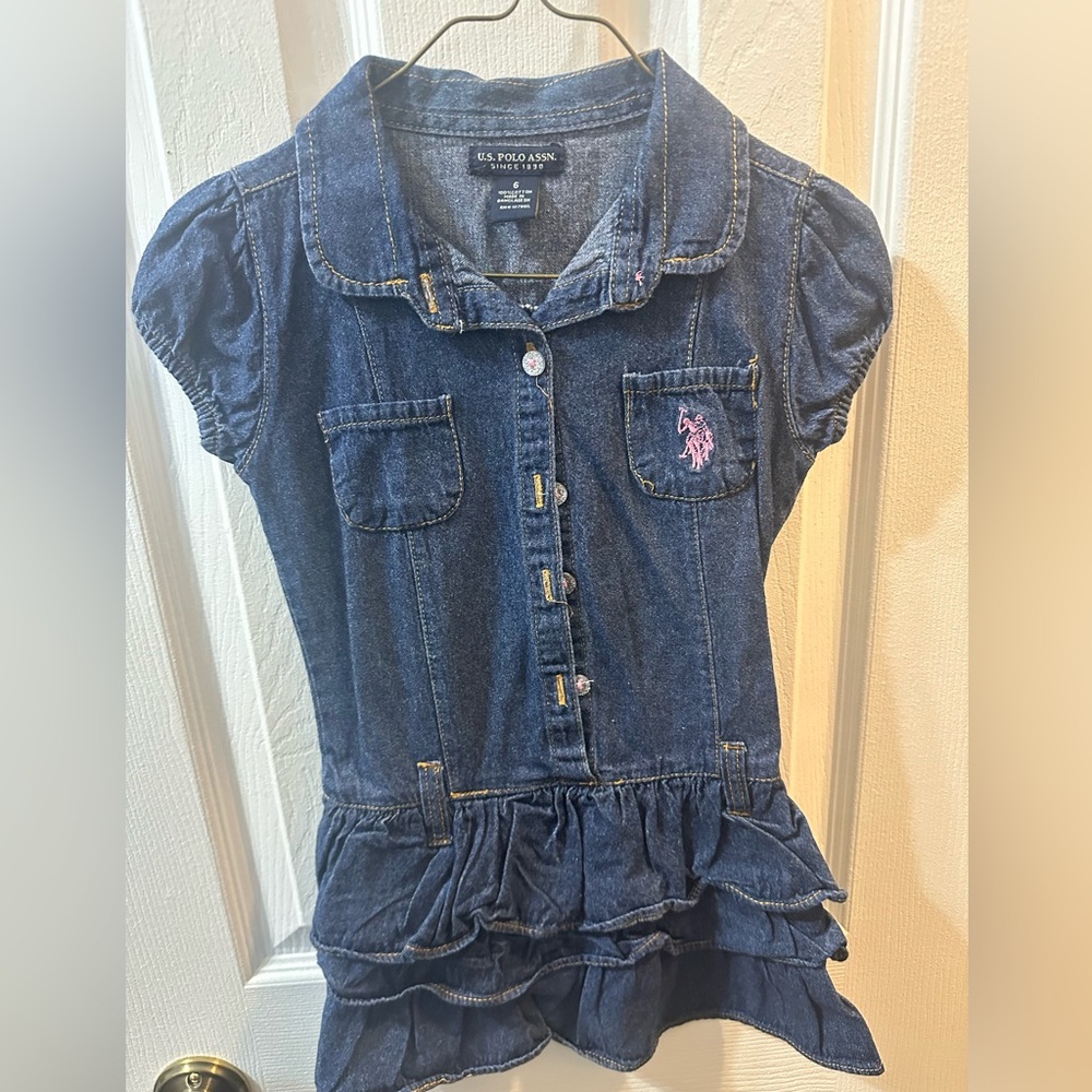 U.S.  Polo Assn. Dark Blue Denim Girls Dress Size 6